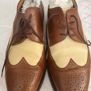 Bally Men’s  Two-Tone Brown and Cream Wingtip Dress Shoes